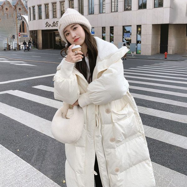 Below The Knee Korean Style Fashion Loose Cotton Coat - Image 3