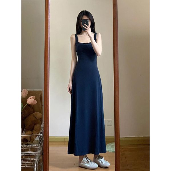 French Style Elegant Blue Camisole Dress - Image 2