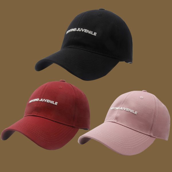 Cotton Letter Curved Brim Adjustable Baseball Cap - Image 2
