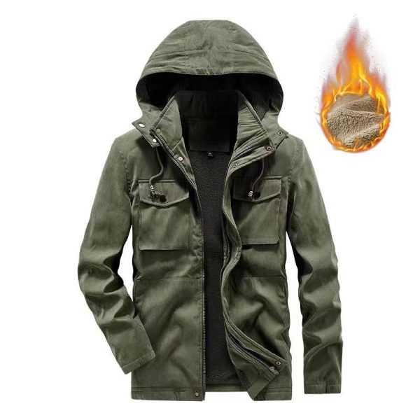 Plus Size Workwear Thermal Hooded Cotton Coat Jacket - Image 3