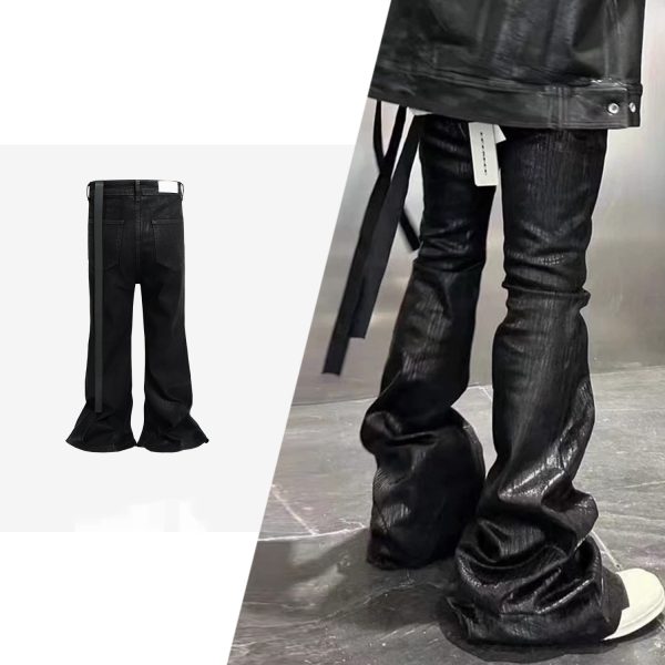 Men's And Women's Same Back Ribbon Drawstring Flared Jeans - Image 2