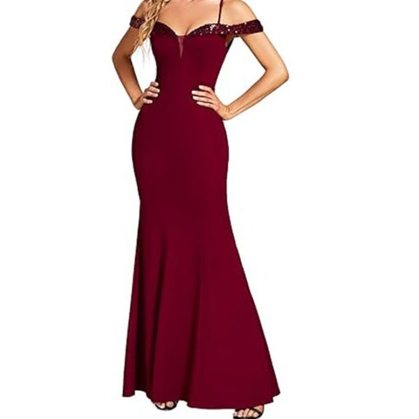 Women's Clothing Off-neck Sling Evening Long Dress - Image 5
