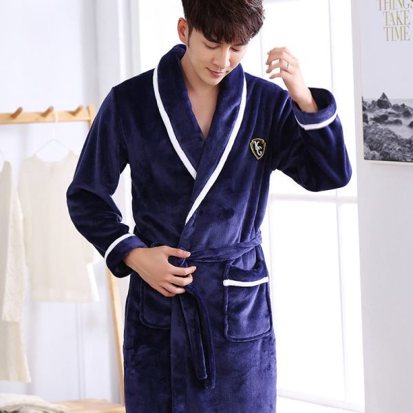 Flannel Thickened Long Section Bathrobe Men - Image 7
