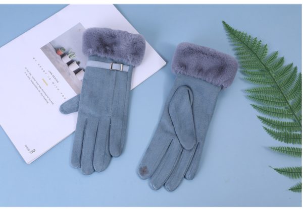 Outdoor Cycling Touch Screen Fleece Thickening Suede Gloves - Image 9