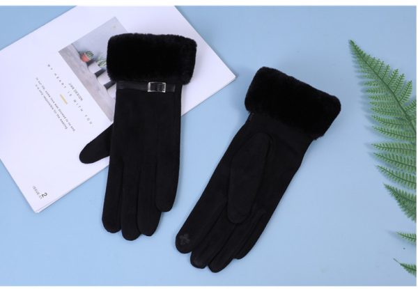 Outdoor Cycling Touch Screen Fleece Thickening Suede Gloves - Image 6