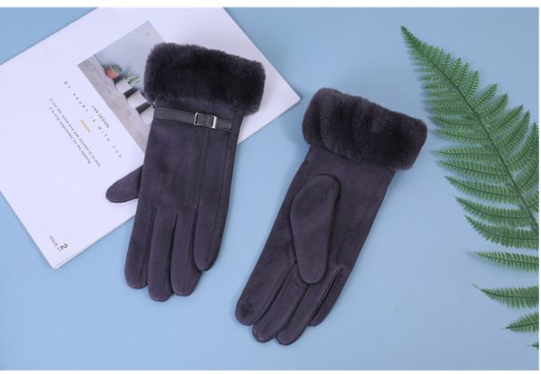 Outdoor Cycling Touch Screen Fleece Thickening Suede Gloves - Image 7