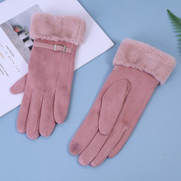 Outdoor Cycling Touch Screen Fleece Thickening Suede Gloves - Image 3