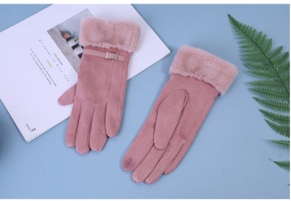 Outdoor Cycling Touch Screen Fleece Thickening Suede Gloves - Image 8