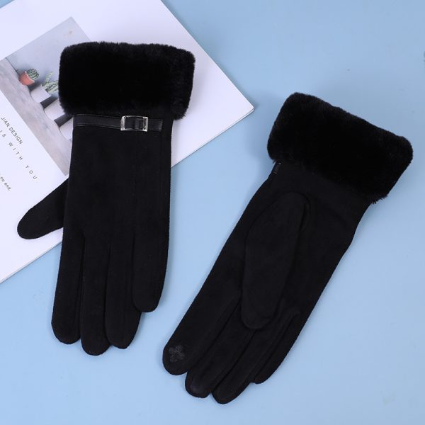 Outdoor Cycling Touch Screen Fleece Thickening Suede Gloves - Image 2