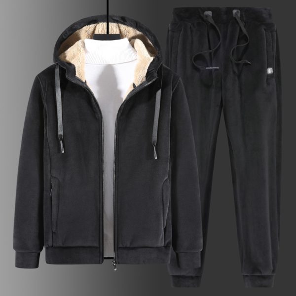 Winter Silver Fox Velvet Plus Size Sweatshirt And Sweatpants Two-piece Set - Image 3