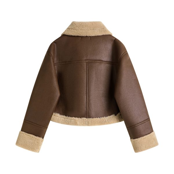 Stand Collar Fur Integrated Lamb Fur Short Coat - Image 5