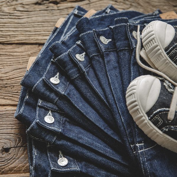 Men's Retro Dark Blue Loose Straight-leg Denim Trousers - Image 3