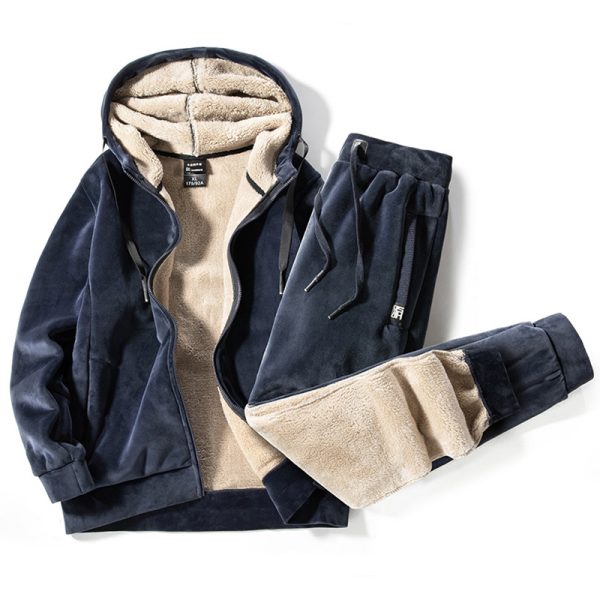 Winter Silver Fox Velvet Plus Size Sweatshirt And Sweatpants Two-piece Set - Image 5