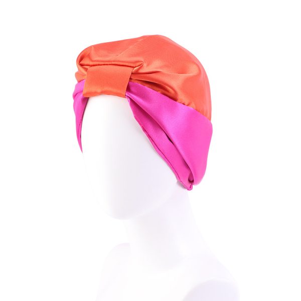 Contrast Color Knotted Head Wash Makeup Double-layer Silk-like Sleeping Hat - Image 3