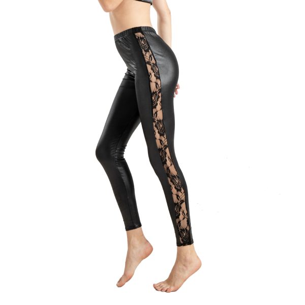 Women's Lace Leather Leggings - Image 3