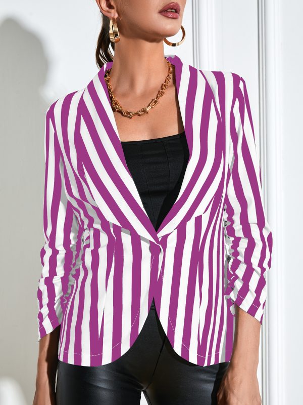 Cropped Pleated Sleeves Casual Small Suit Slim Fit Fashion - Image 7