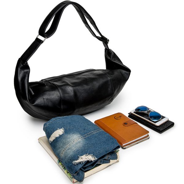 Large New Men's Soft Leather Crossbody Casual Travel Bag - Image 5