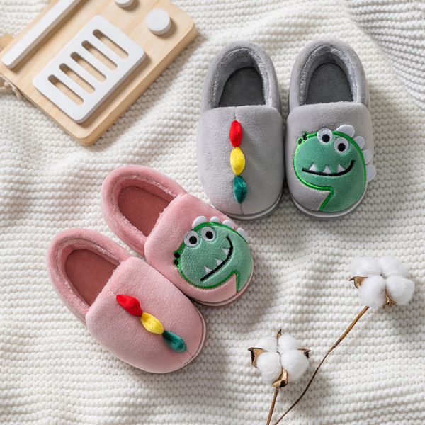 Children's Bags Heel Cartoon Dinosaur Plush Cotton Shoes - Image 3