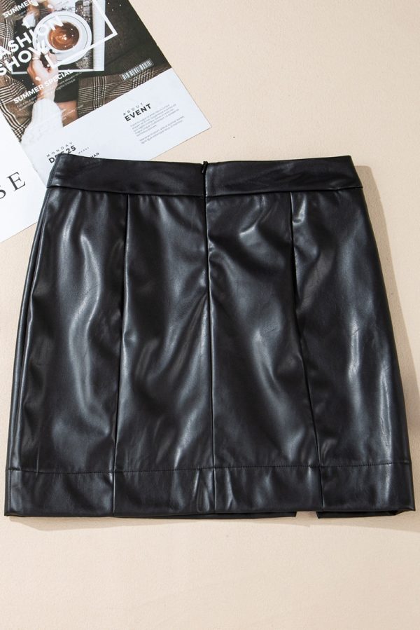 Solid Color High Waist Slim Fit Women's Slit Skirt - Image 3