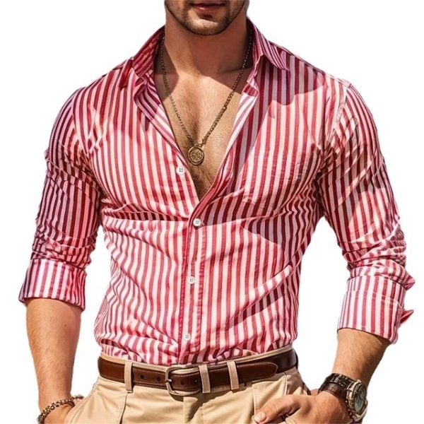 Men's Casual 3D Irregular Pattern Printed Shirt Long Sleeve - Image 5