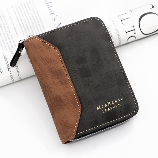 Frosted Men's Short Chain Wallet Vertical Coin Purse Card Holder - Image 6