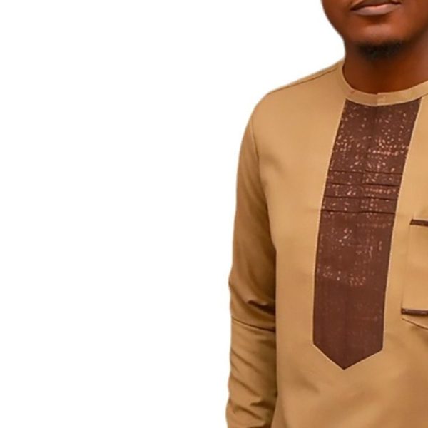 Yellow Patchwork Casual Loose Men Long-sleeve Suit - Image 4