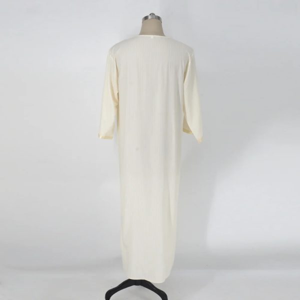 Ethnic Style Loose Casual Embroidery White Muslim Robe - Image 10