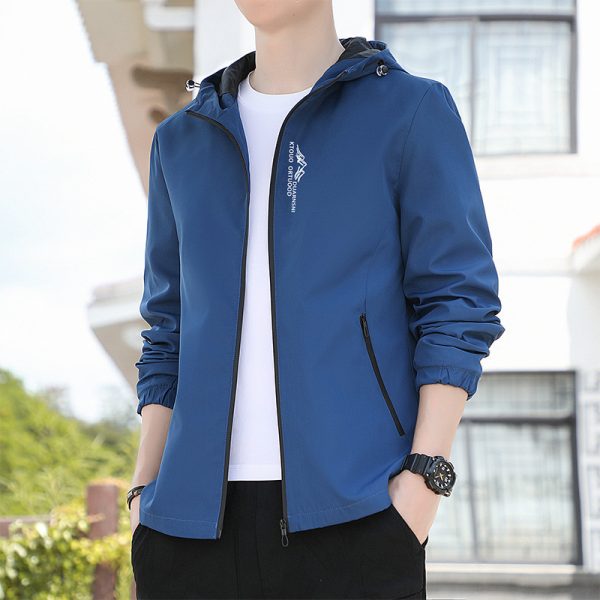 Breathable Quick-drying Loose Elastic Zipper Hooded Men's Jacket - Image 5