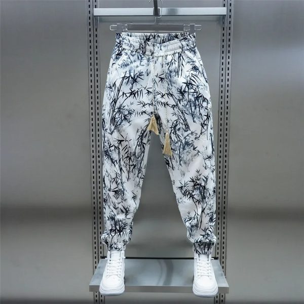 Men's Summer Loose Floral Casual Ice Silk Harem Pants - Image 4