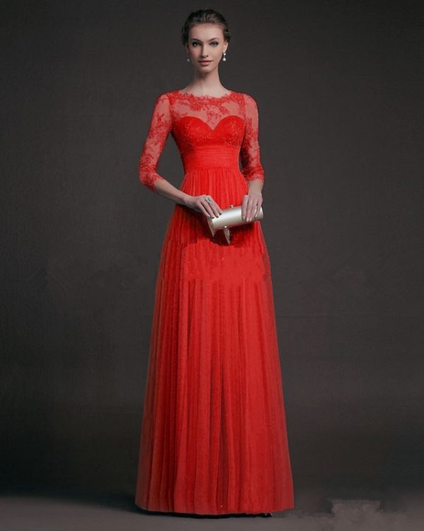 Long sleeve lace see-through dress - Image 4