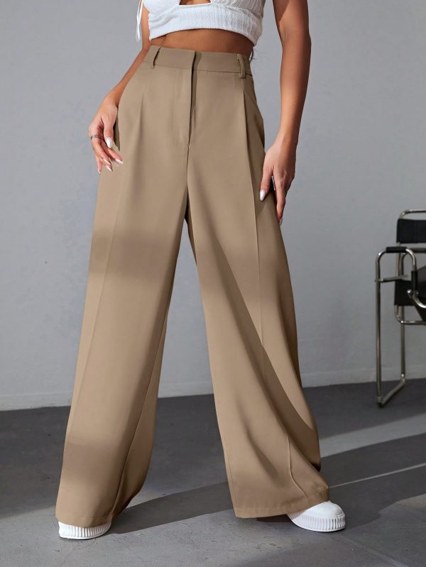 Minimalana Casual Versatile Solid Color High Waisted Wide Leg Pants - Image 3