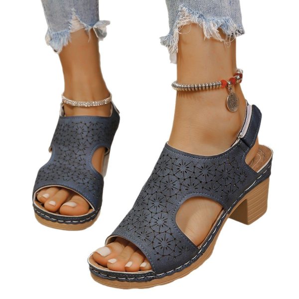 Women's High-heeled Sandals Plus Size Thick-soled Peep Toe Sandals - Image 5