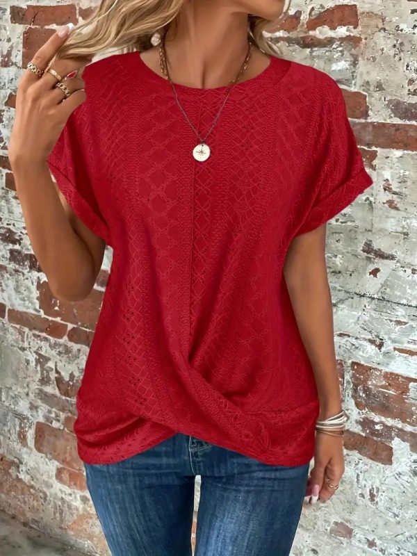 Casual Round Neck Women's Short Sleeved Top - Image 3