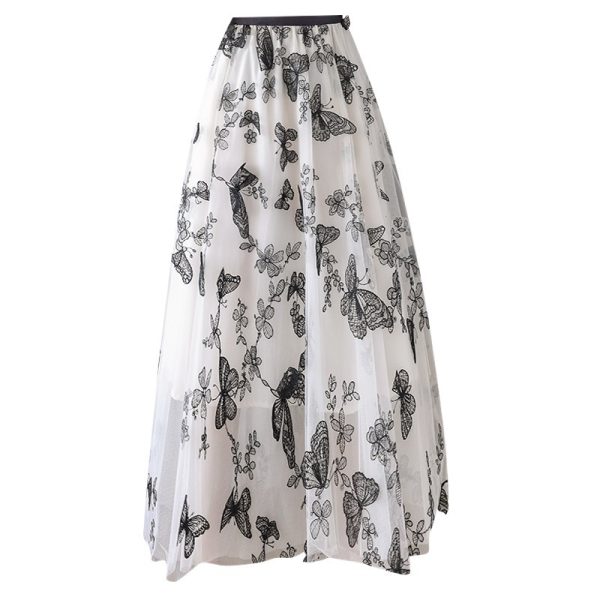 Embroidered Bow Lace Mesh Skirt Women's Mid-length - Image 5