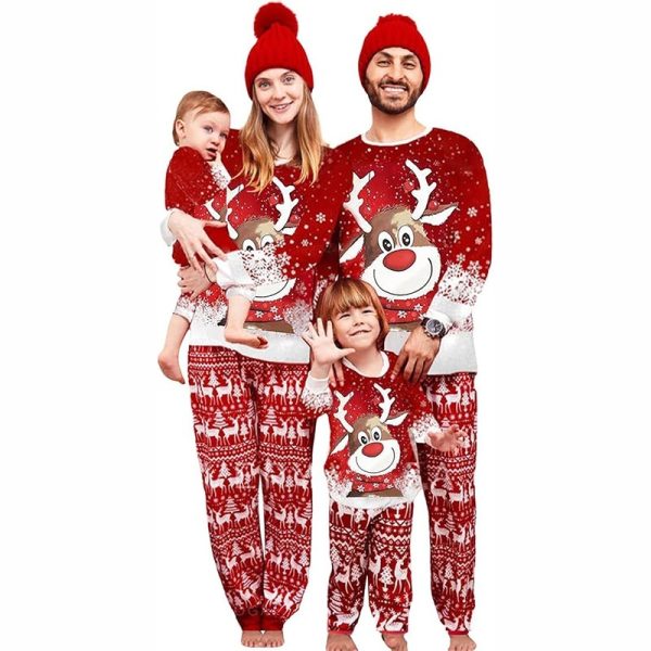 Parent-Child Two-piece Suit Elk Printing Pajamas Suit Homewear - Image 2