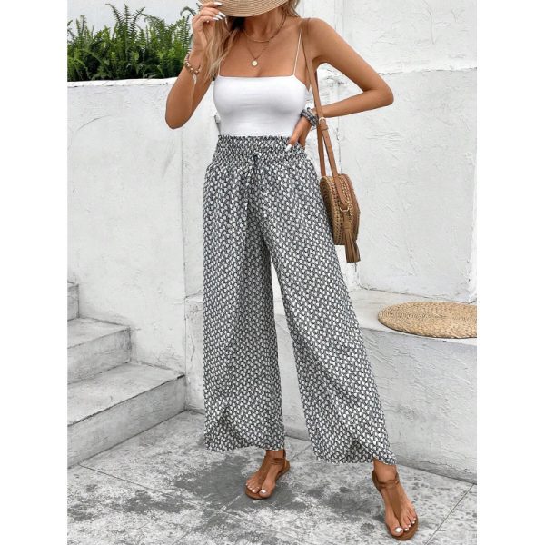 New Fashion All-match Floral Wide-leg Pants - Image 3