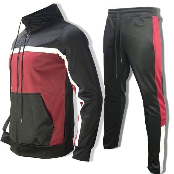 Men's Fashion Trendy Brand Contrast Color Sweatshirt Trousers Two-piece Set - Image 8