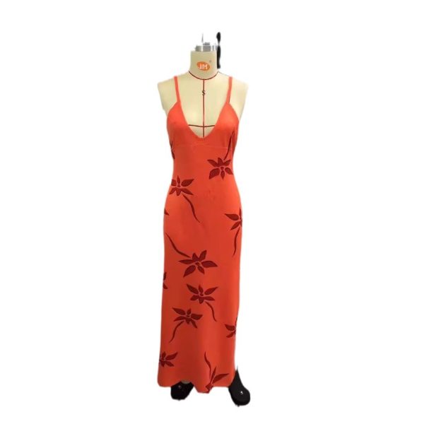 Slim Fit Low-cut Slimming Sling Long Dress - Image 5