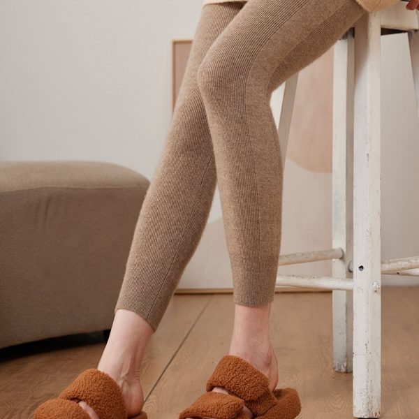 Cashmere Drawstring Tights Women's Inner Wear High Waist Slim Fit Leggings - Image 2