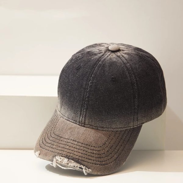 Distressed Gradient Denim Casual All-match Ripped Baseball Cap - Image 7
