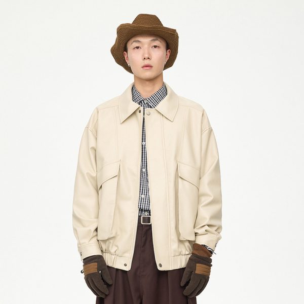 American Retro Street Trend Lapel PU Leather Jacket For Men - Image 2