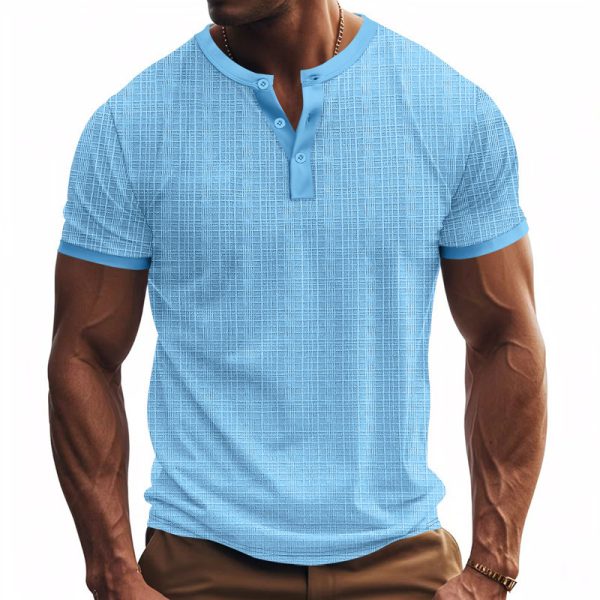 Breathable Casual Henley Shirt Top - Image 4