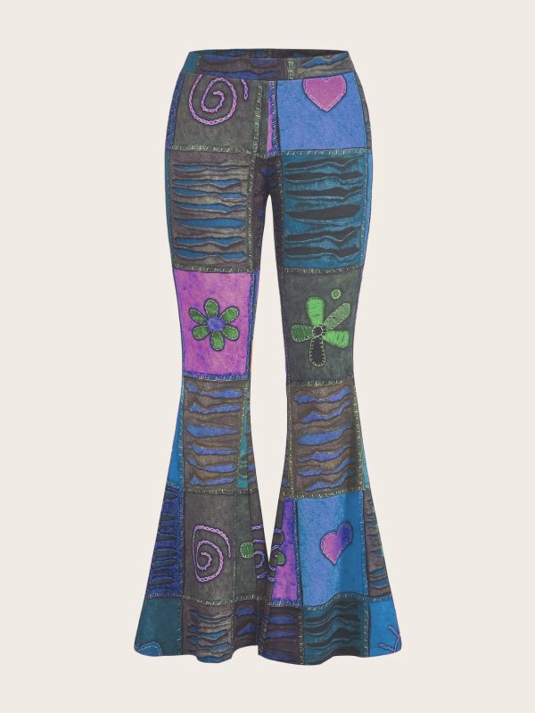 Pattern Abstract Art Style Personality Trend Tight Bootcut Pants - Image 10