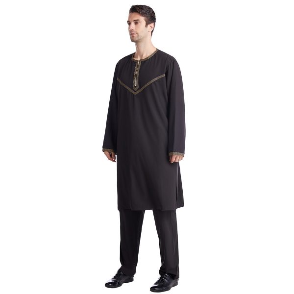 Men's Polyester Embroidered Robe Suit - Image 7