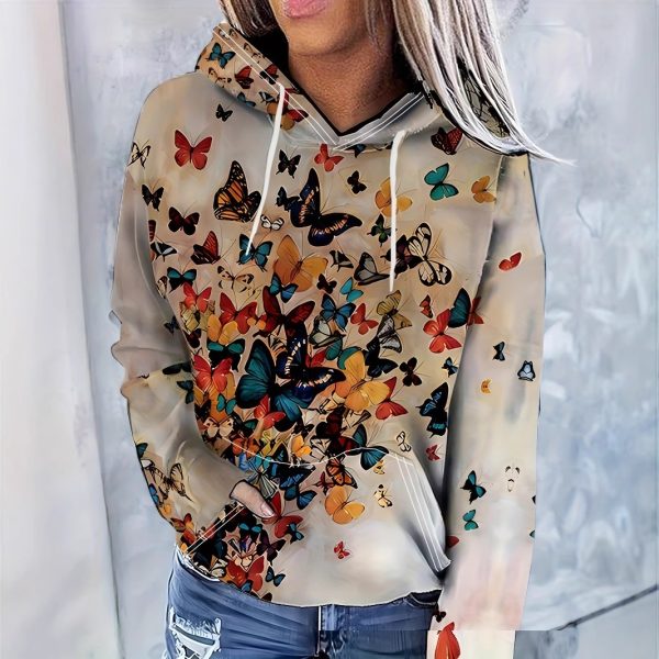 Digital Printing Drawstring Ladies Hoodie Casual Long Sleeve - Image 5