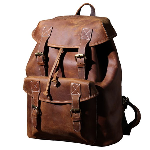 Original New Retro Large Capacity Top Layer Leather Backpackage - Image 4