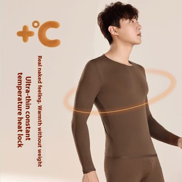 Men's High Elasticity Warm Ultra-thin Autumn Clothing And Pants Set - Image 2