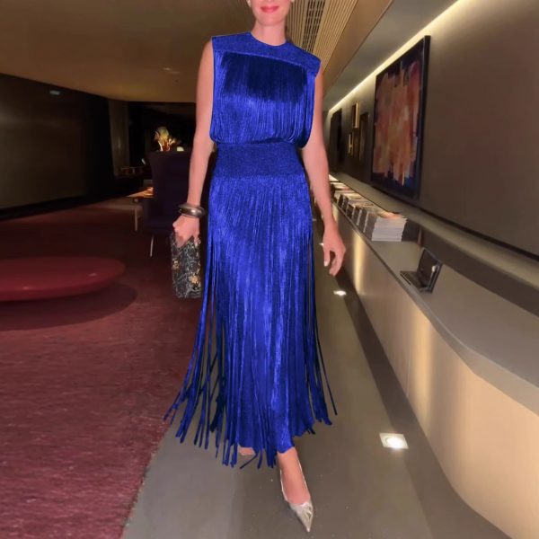 Elegant Tassel Dress Party Sleeveless Dress Two-piece Set - Image 3