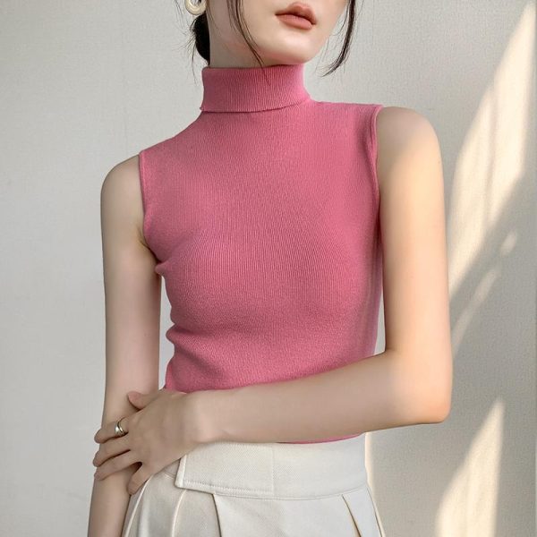 Turtleneck Knitting Vest Women's Sleeveless Bottoming Shirt - Image 4