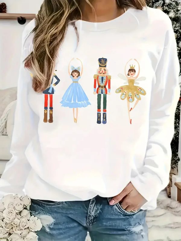 Women's Printed Long Sleeve Crew Neck Sweater - Image 10